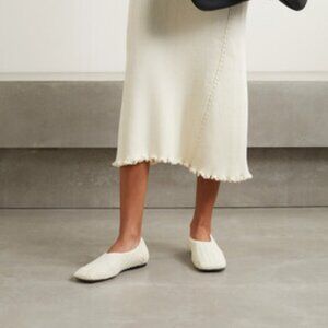 NEOUS Phinia Quilted Stretch-knit Ballet Flats Off-white Size 6